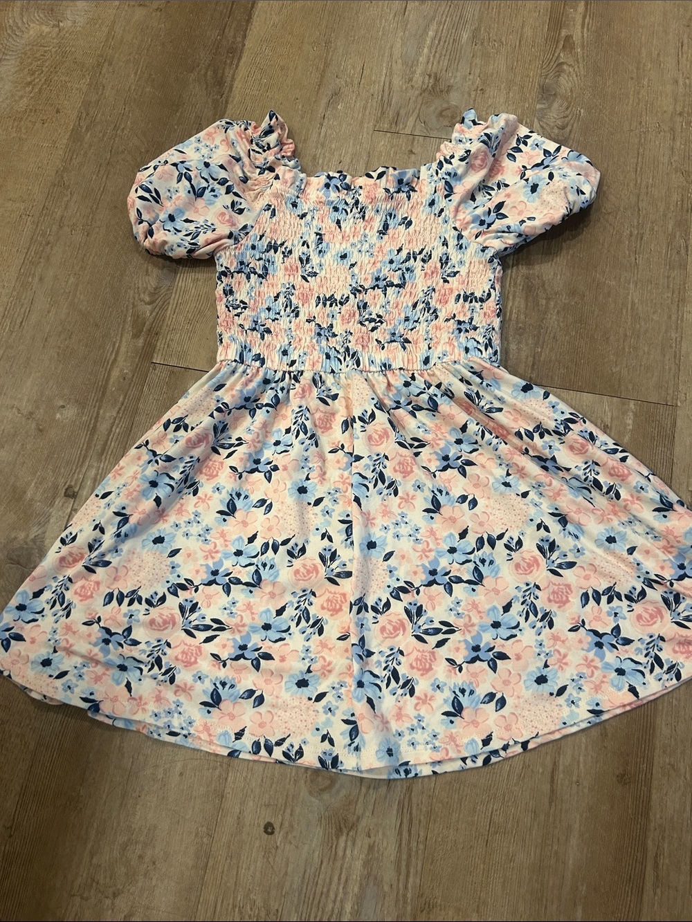 BCBG Girls Pink and Blue Floral Smocked Dress